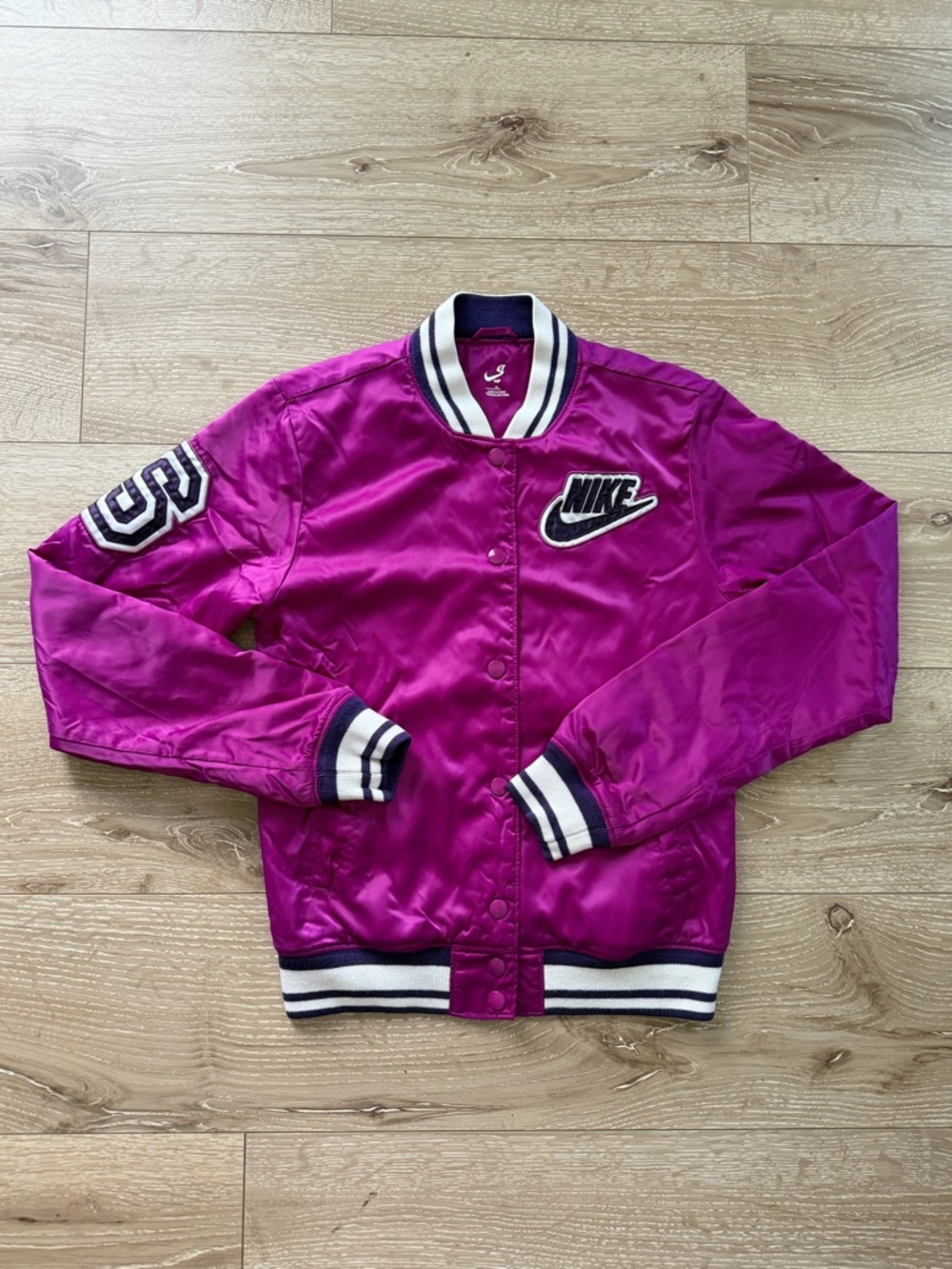 Nike Magenta Satin Bomber Jacket